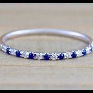 Dainty faux sapphire & diamond ring